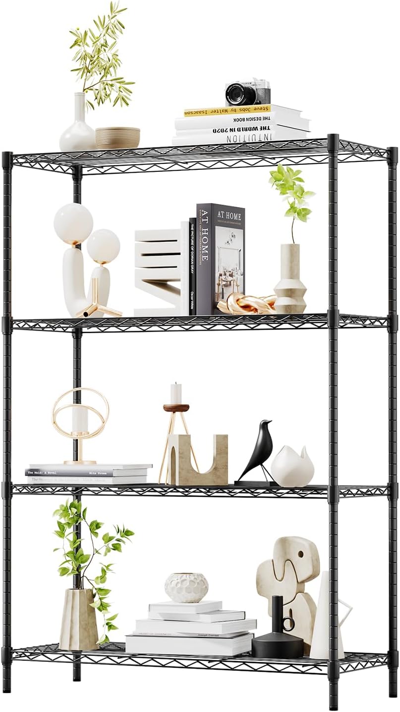 BestOffice | 4-Tier Wire Shelf | 36" x 14" x 54" | Black