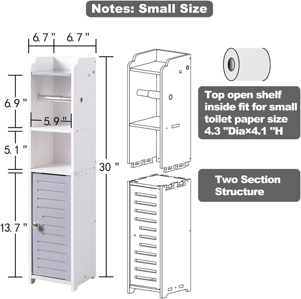 AOJEZOR Toilet Paper Holder Small: Bathroom Storage Cabinet for Renters