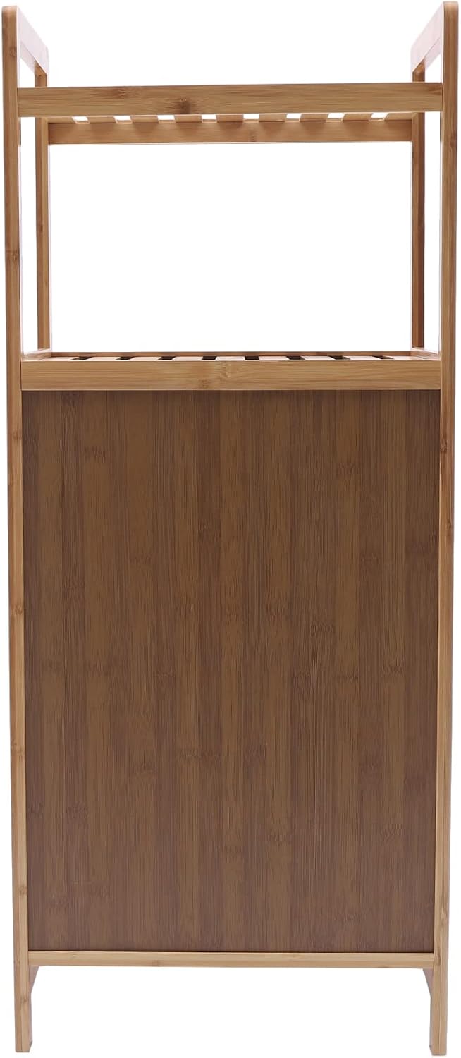 3-Tier Laundry Hamper with Shelf, Bamboo Tilt Out Laundry Hamper, Removable C...
