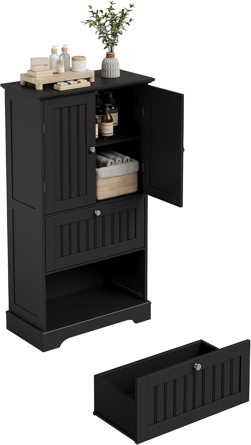 Bathroom Floor Cabinet with 2 Drawers and Adjustable Shelf
