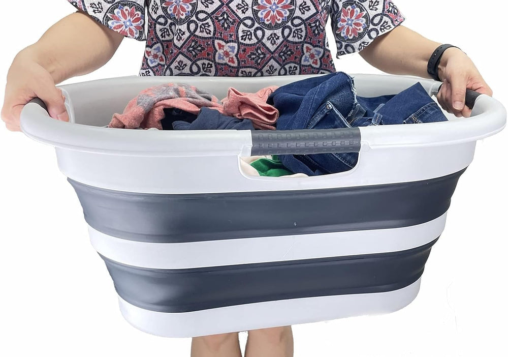SAMMART 40L (10.5 gallon) Collapsible Plastic Laundry Basket - Foldable Pop U...