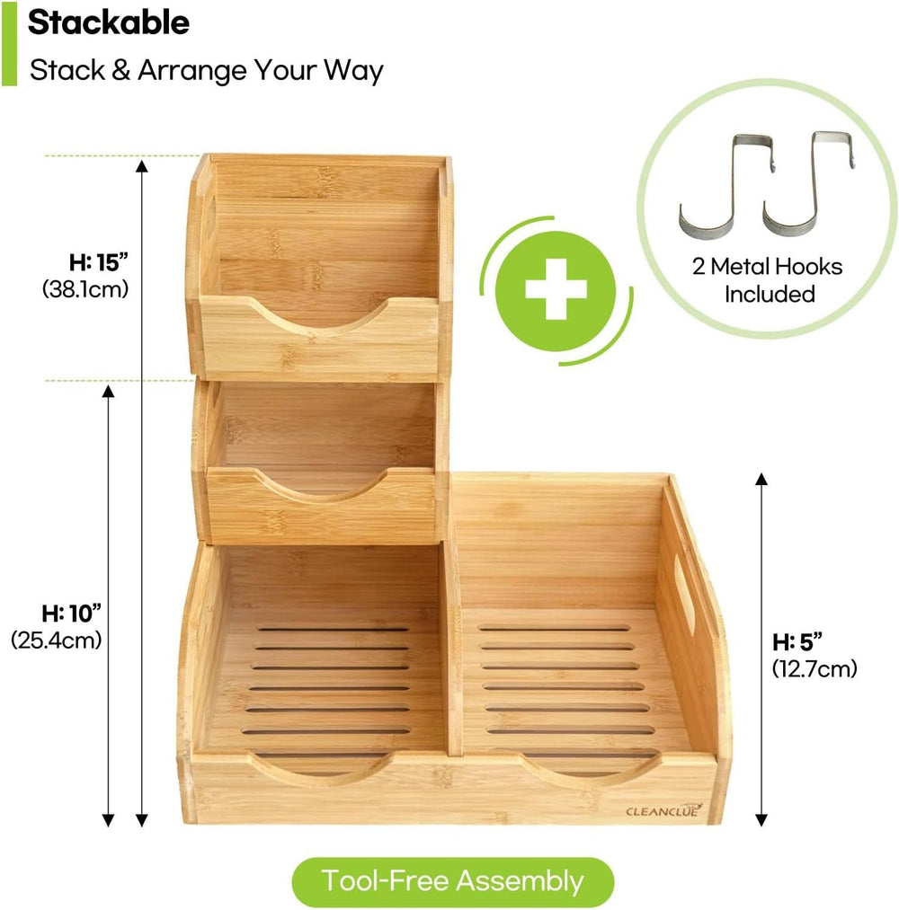 Potato and Onion Storage Bin, Stackable Bamboo Pantry Storage Organizer