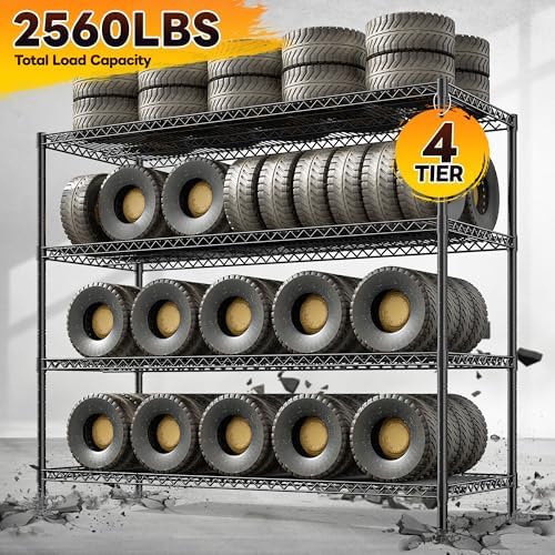 REIBII 2560LBS Storage Shelves 55.5"W Metal Shelving Unit 4 Tier Wire Sh...