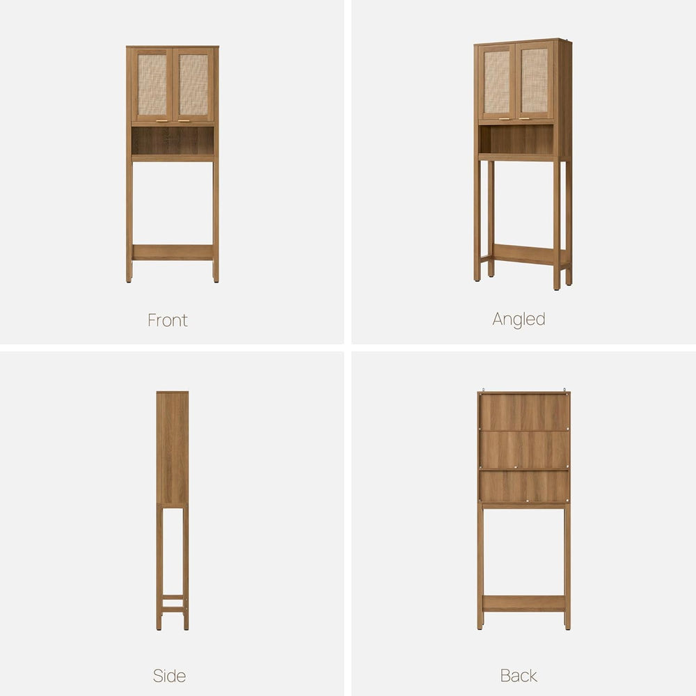 SICOTAS Over the Toilet Storage Cabinet, Rattan Door Bathroom Organizer