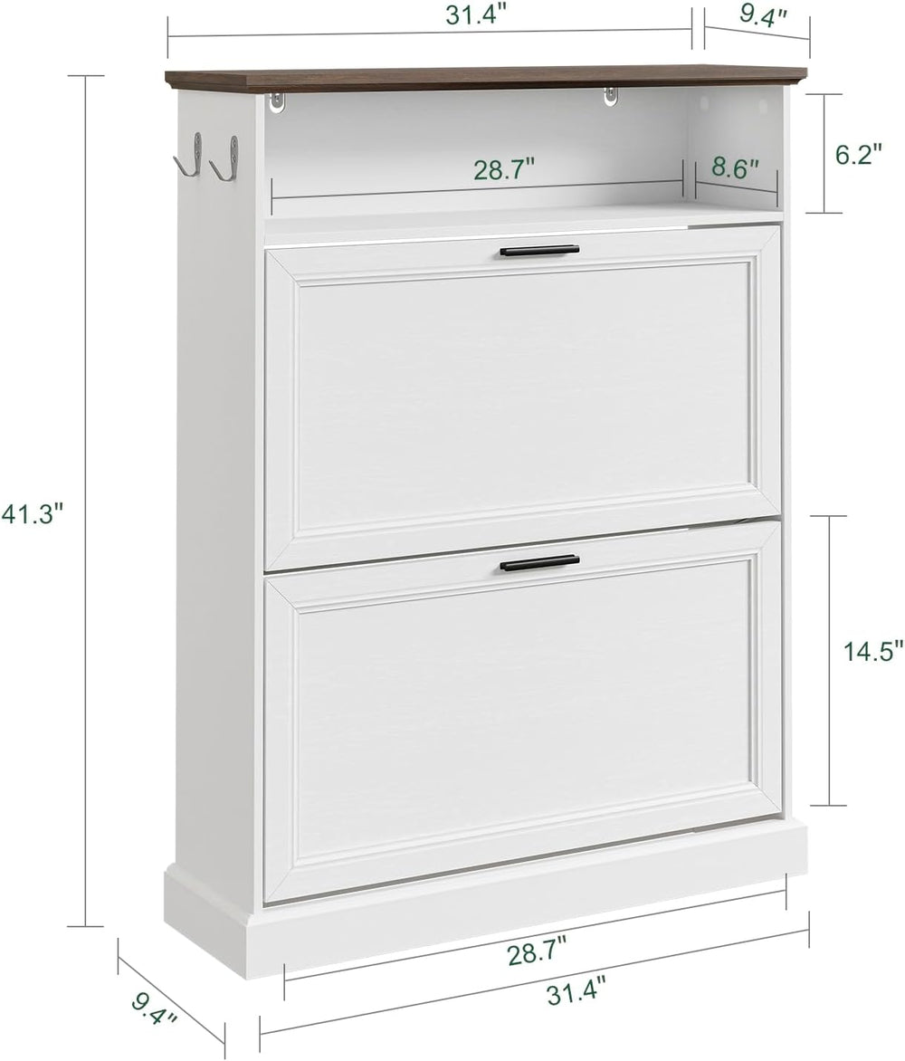 SoBuy Shoe Cabinet Storage with Open Shelf & Hooks