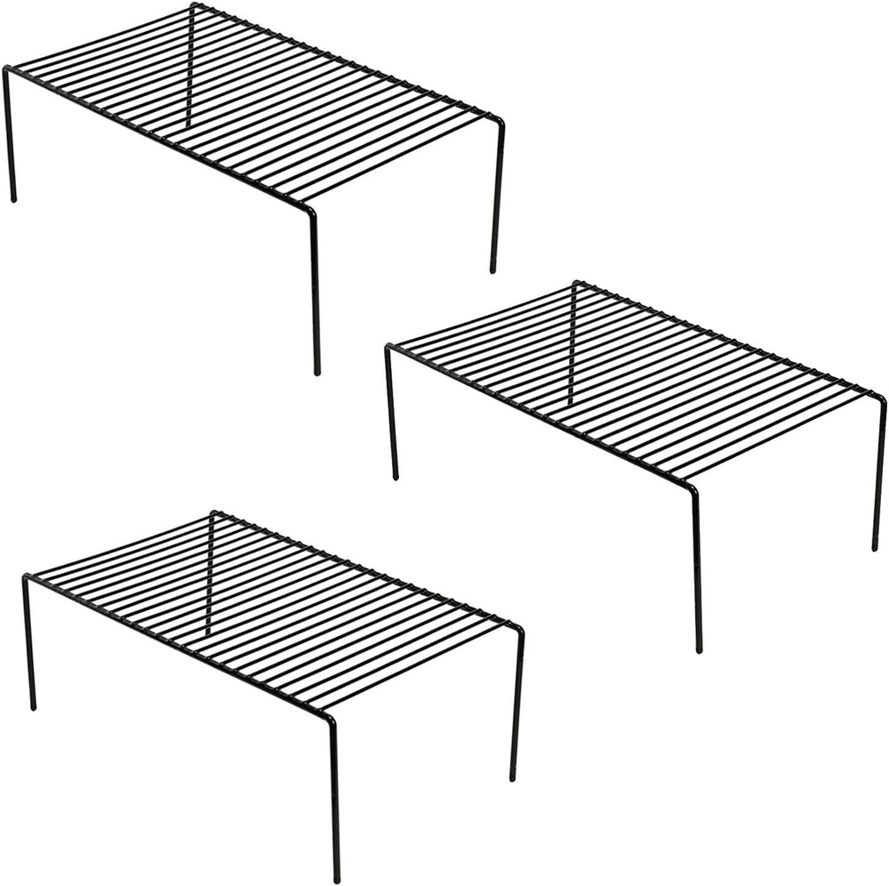 Kitchen Cabinet Shelf Organizer Set of 3, Large (15.7 x 9.4 inch) Metal Wire ...