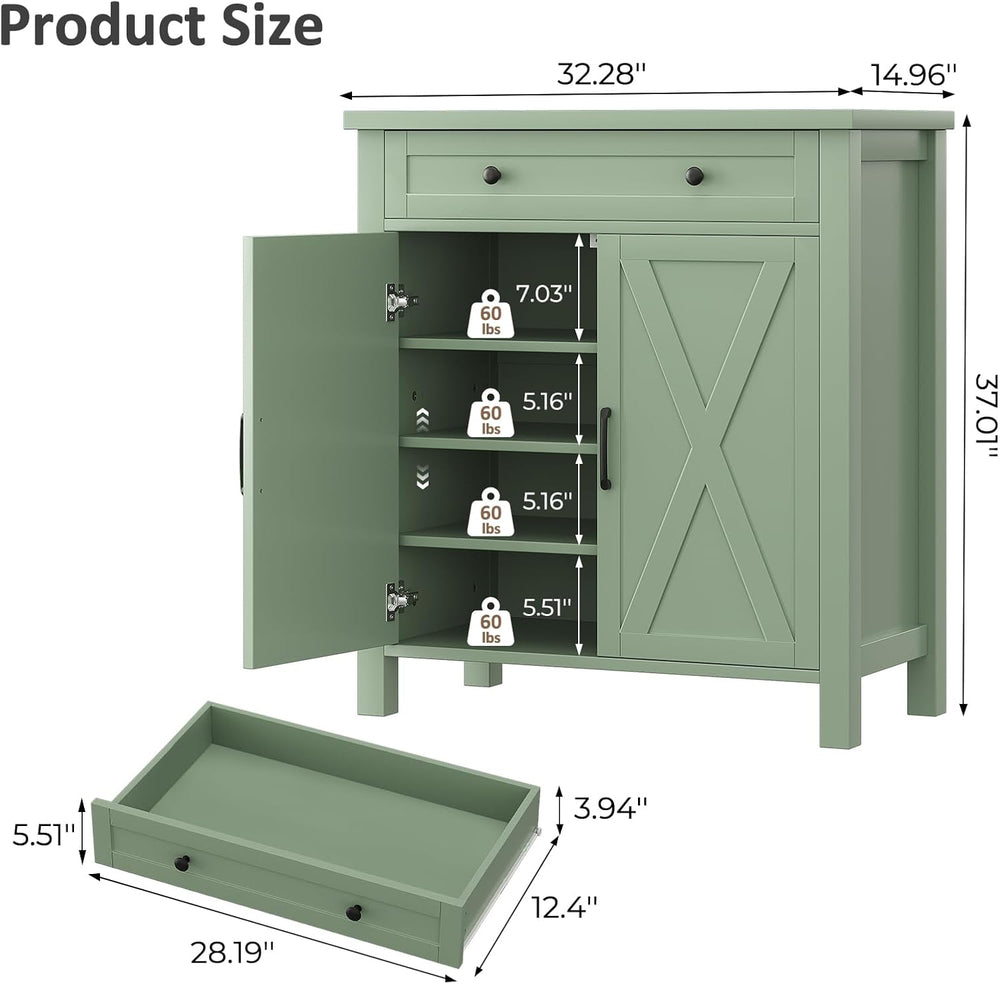 Farmhouse Shoe Storage Cabinet, 5-Tier High Boots Organizer with Adjustable S...