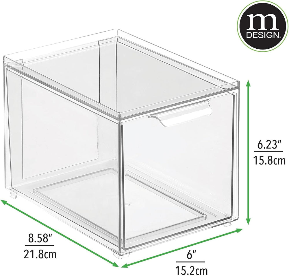 mDesign Shoe Storage Box with Drawer – Sturdy Plastic Storage Box for Shoes –...