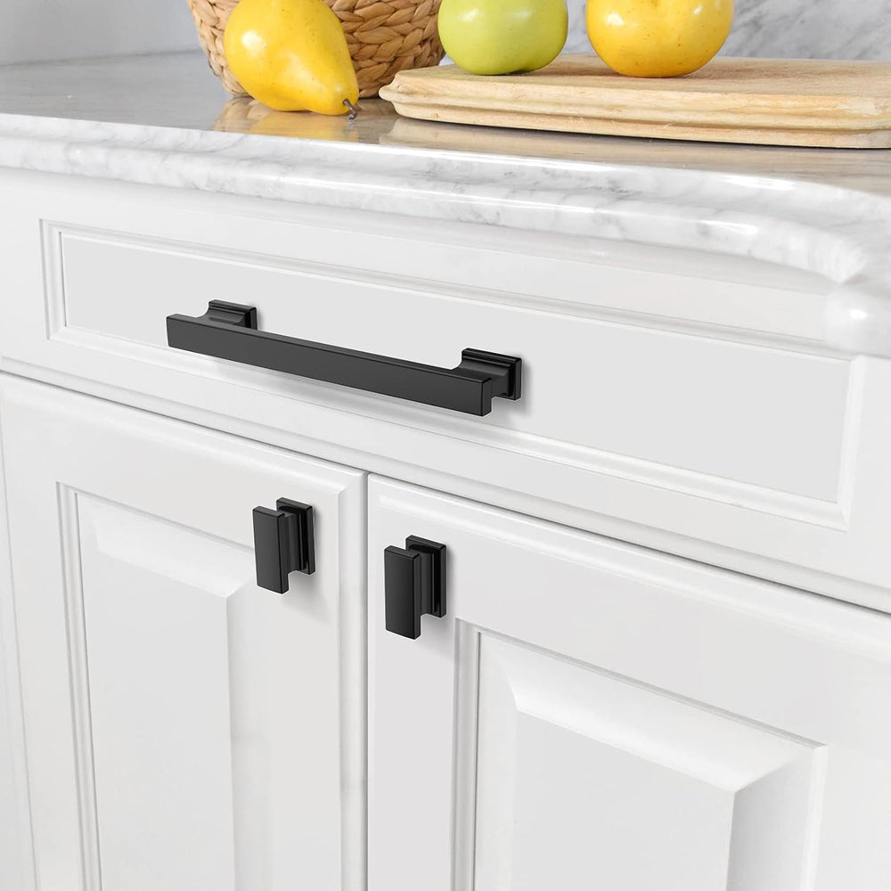 Asidrama 6 Pack 5 inch Matte Black Kitchen Cabinet Handles