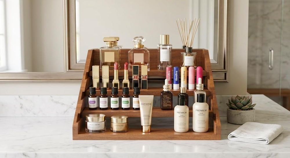 Solid Wood Spice Rack Organizer for Countertop & Cabinet, 4 Tier Adjustab...