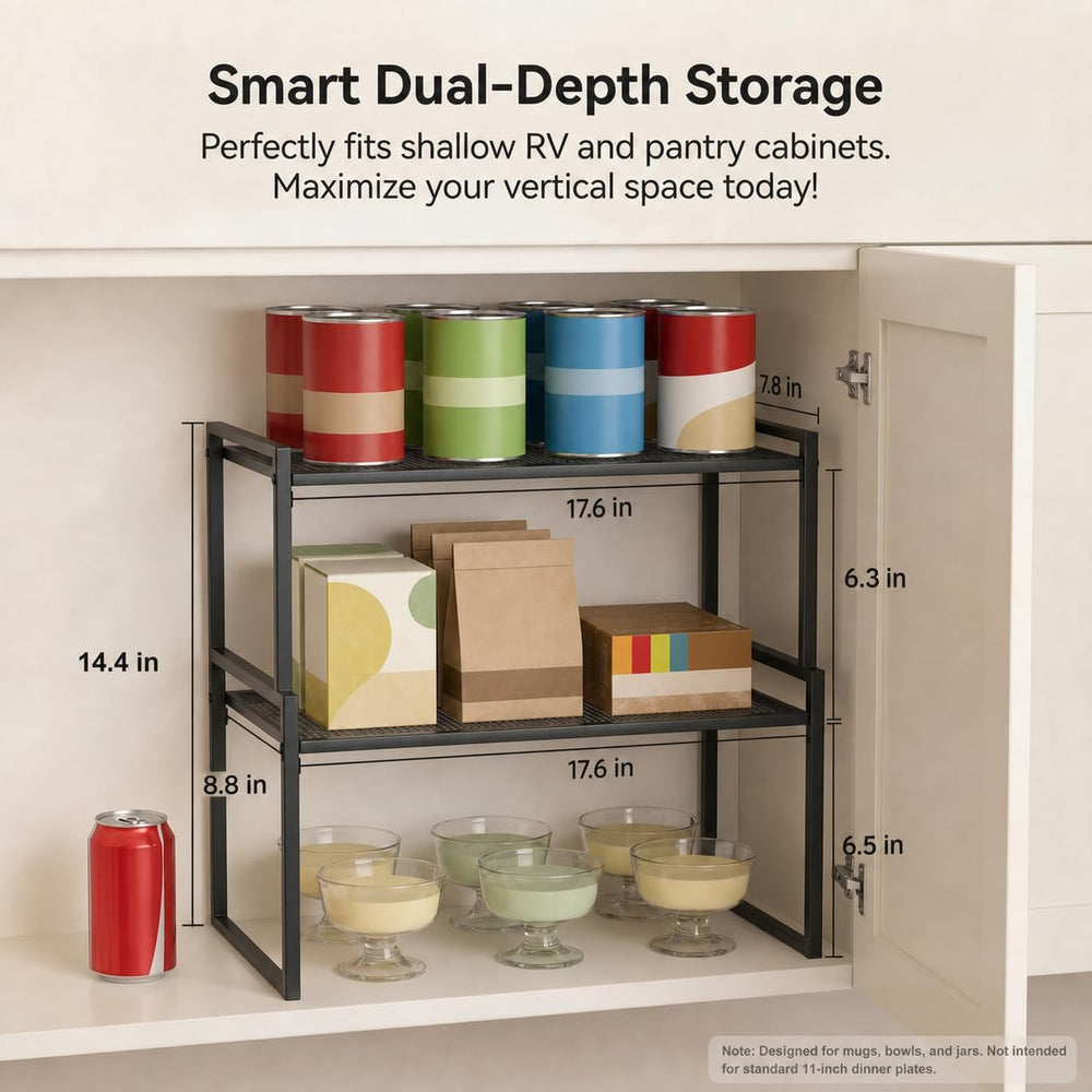 Stackable Kitchen Cabinet Organizer Shelves Pantry Rack Set of 2