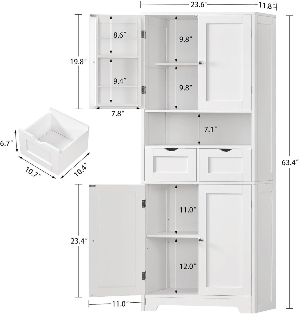Kitchen Pantry Cabinet with 4 Door Shelves, Tall Storage Cabinet