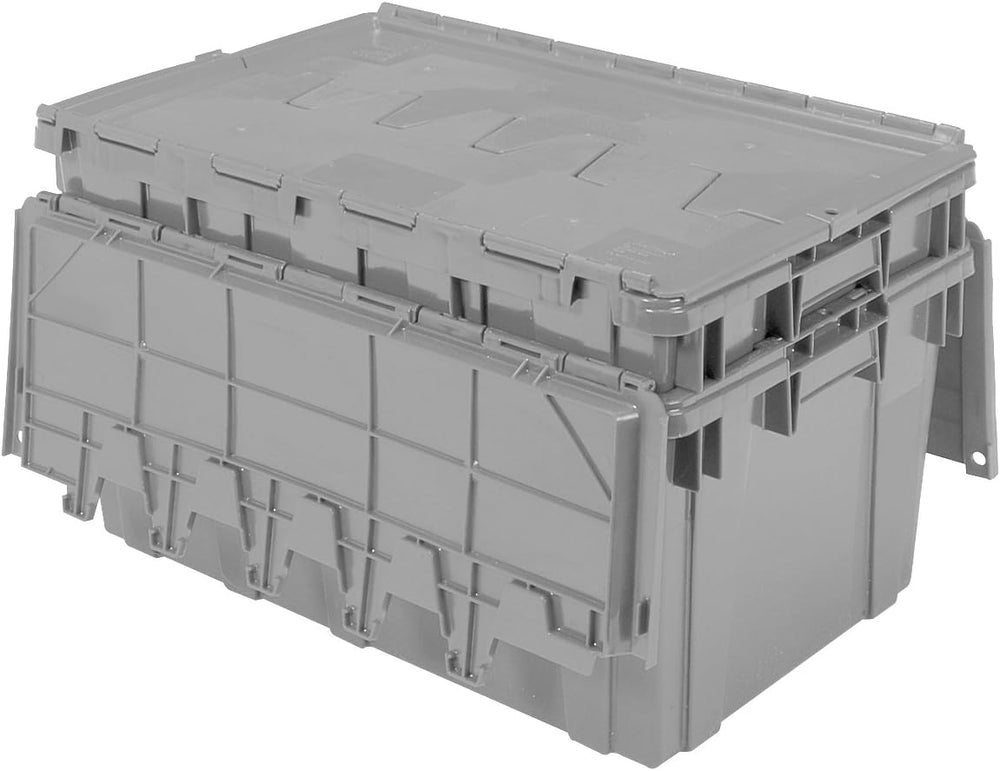 Buckhorn 17G Industrial Plastic Storage Container, Lid Attached, Stackable