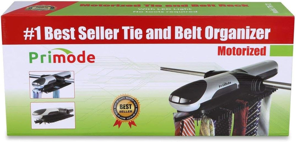 Motorized Tie Rack Closet Organizer with LED Lights Includes J Hooks for Wire...