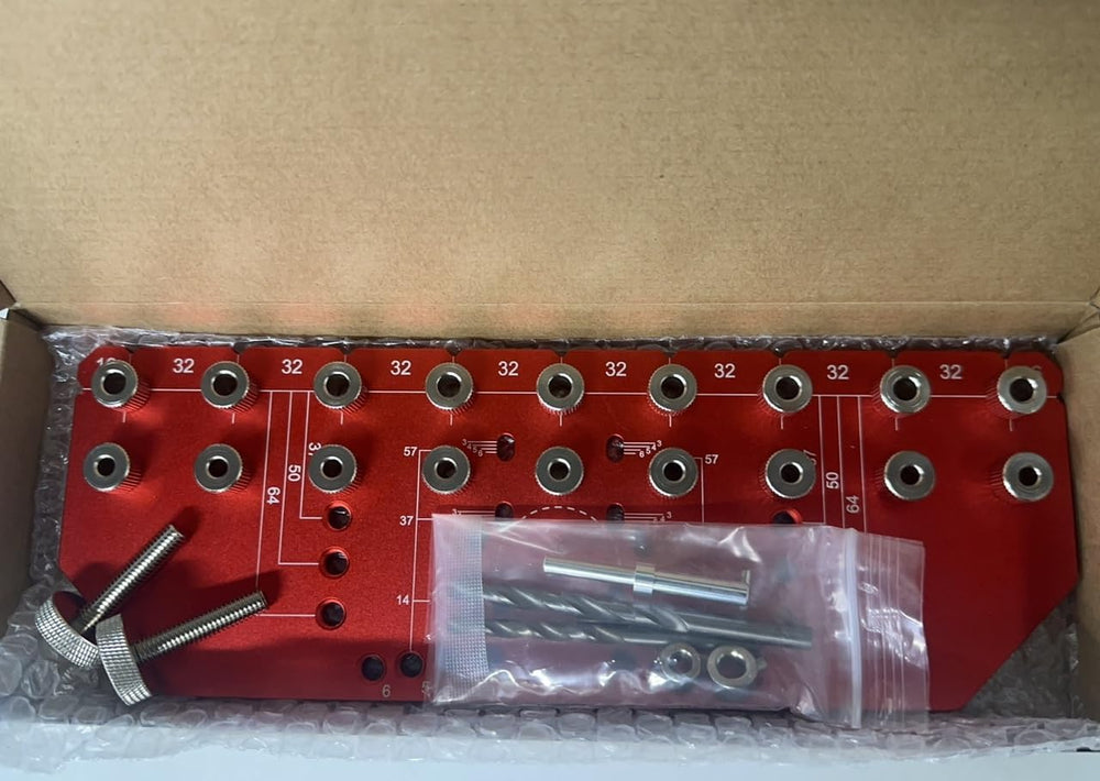 9 Holes Shelf Pin Jig and Hinge Jig 2-in-1, 1/4 Inch & 5mm