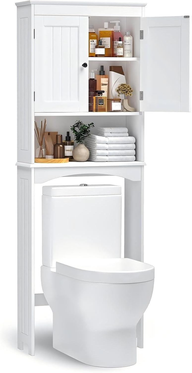 Bealife Over The Toilet Storage Cabinet with Open Shelf - White
