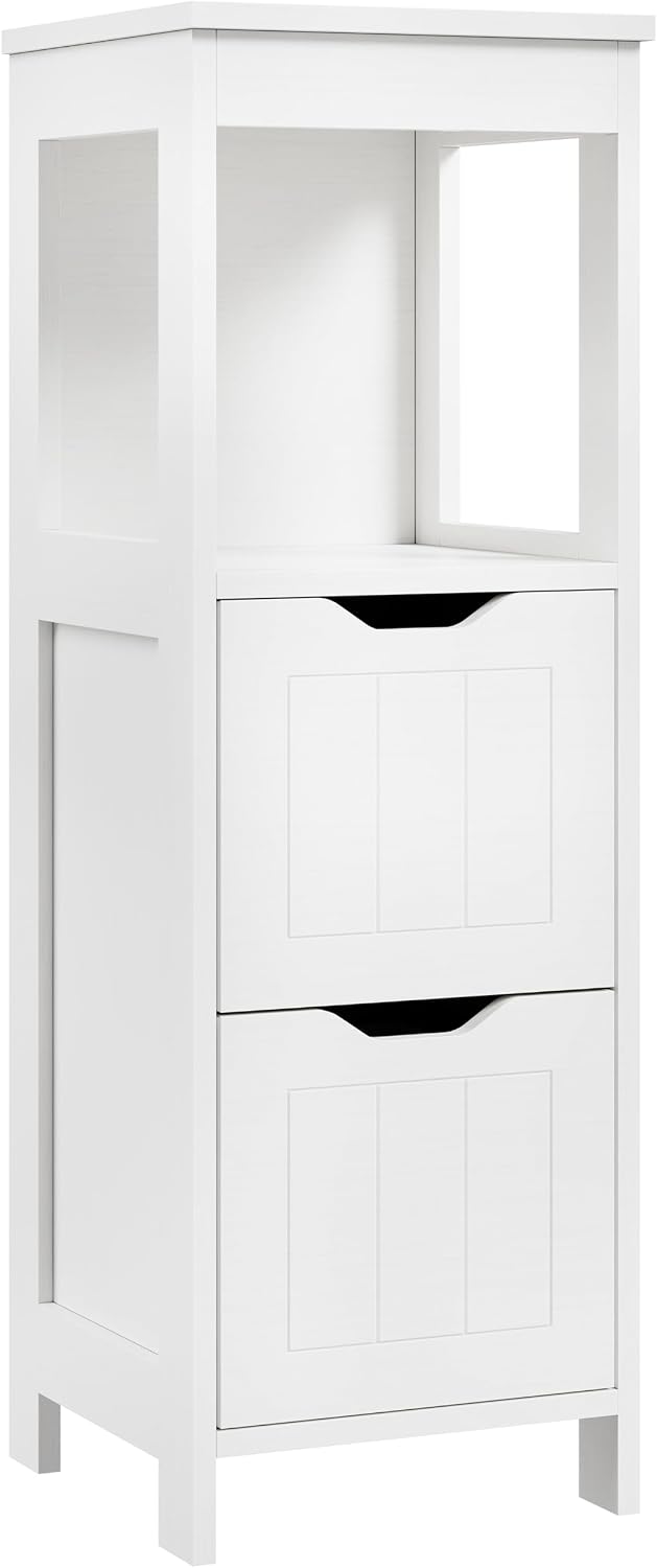 Shintenchi Small Bathroom Storage Cabinet, 2 Drawer Slim Floor Cabinet