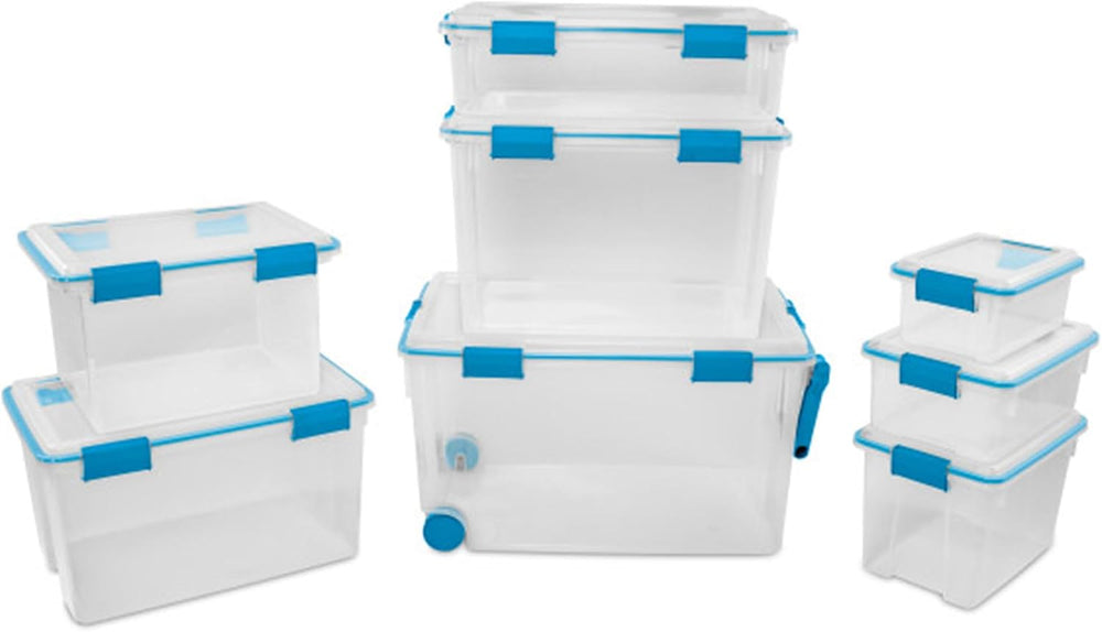 Sterilite Gasket Storage Box with Lids for Home & Office, 7.5 Quart, 6-Pack