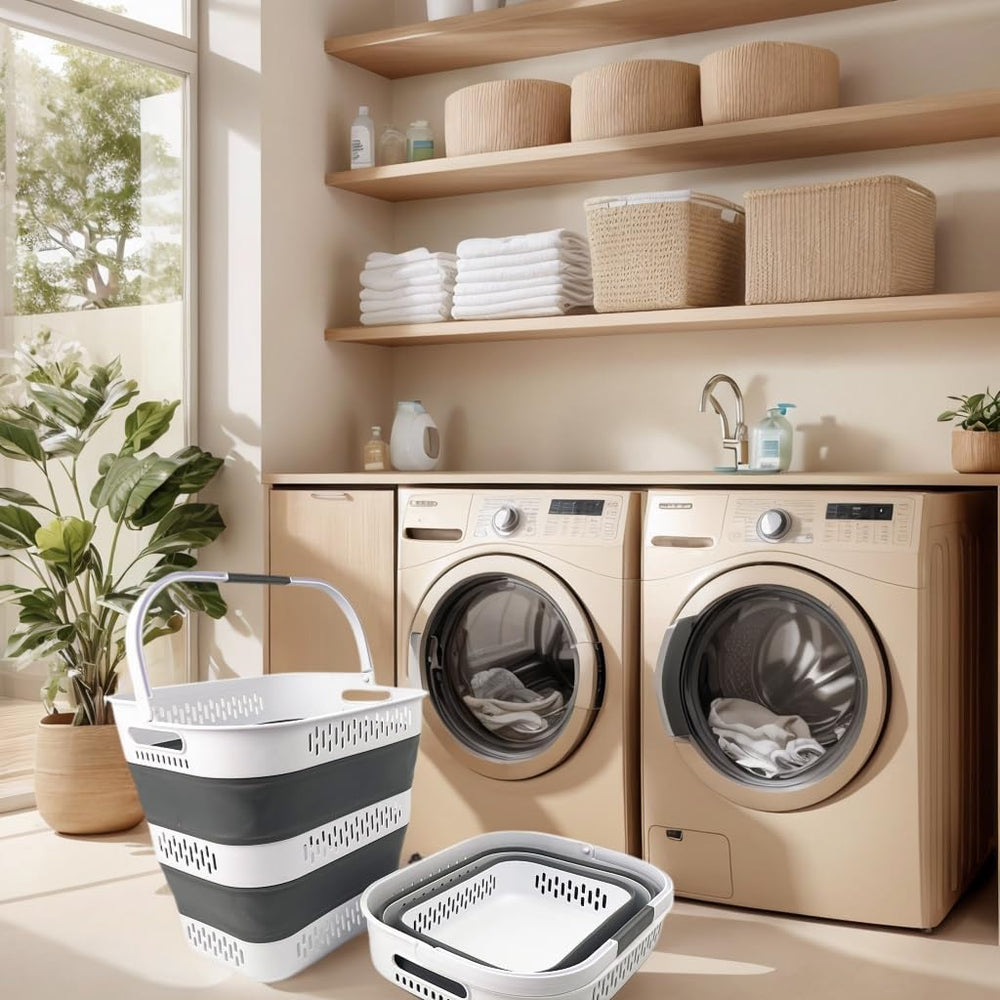SAMMART 40L (10.5 Gallon) Collapsible Plastic Laundry Basket - Foldable Pop-U...