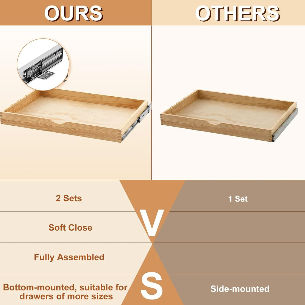 2 Set Wood Pull out Cabinet Organizer, Wood Color, 30'' X 21''...