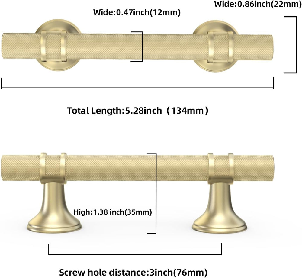 10 Pack 3 Inch Brushed Gold Kitchen Cabinet Handles