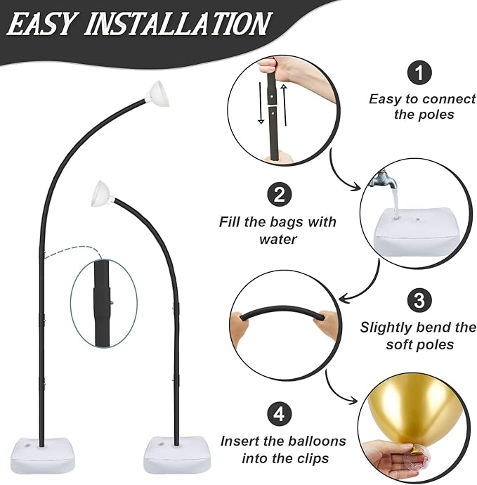 AerWo [Upgraded] Balloon Arch Kit Stand, 8.2ft+6ft Half Arch Balloon Stand wi...