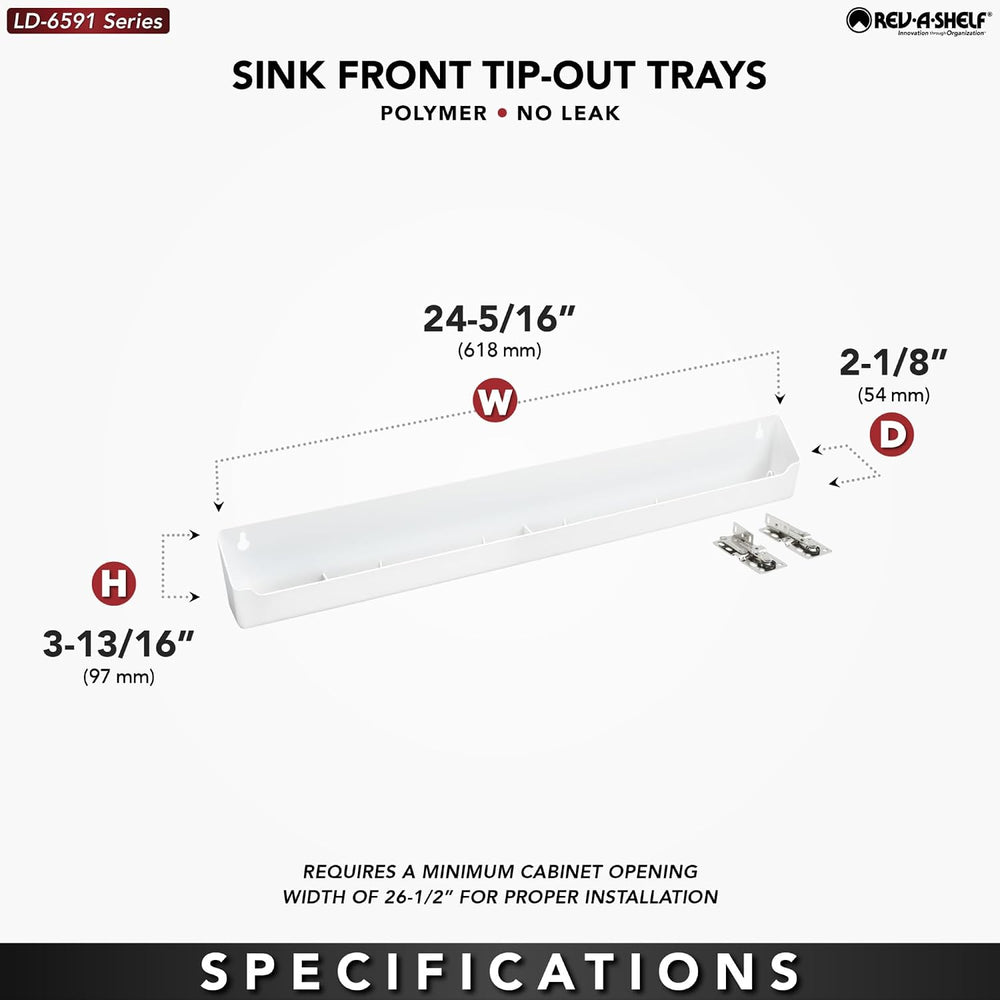 Rev-A-Shelf 24" Plastic Tip-Out Tray Organizer for Sink Base Cabinet, White