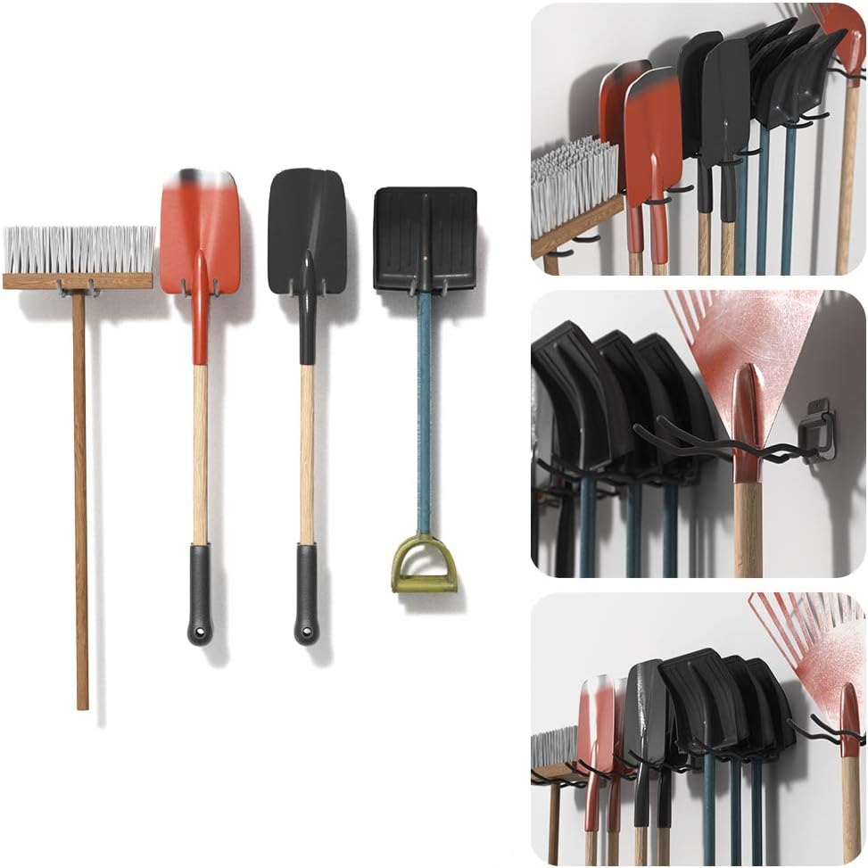 TORACK Garage Tool Organizer Hooks, 4-Pack Heavy-Duty 12" Steel Wave Hooks