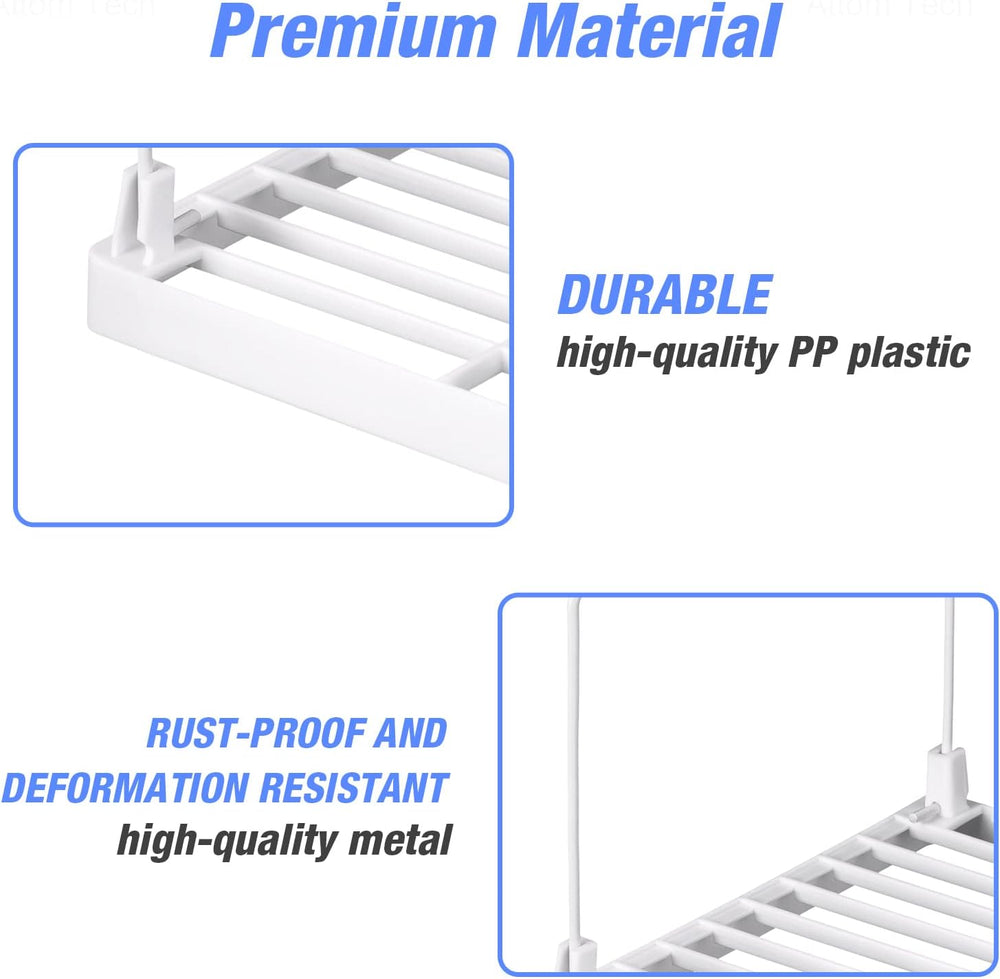 NiHome 8-Pack Stackable Plastic Kitchen Storage Shelf Foldable Rack, White