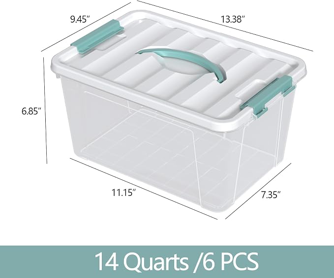 Zopnny 14 Quart Plastic Lidded Storage Bin (6-Pack)