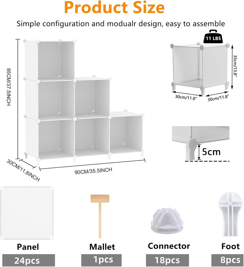 AWTATOS Closet Organizers and Storage, 6 Cube Storage Organizer, White