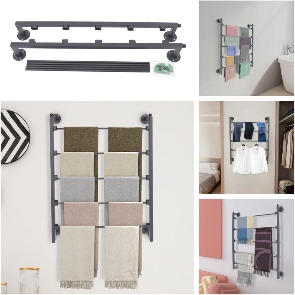 5 Tier Wall Mounted Scarf Rack, Metal Ribbon Storage Organizer, Multi-Purpose...