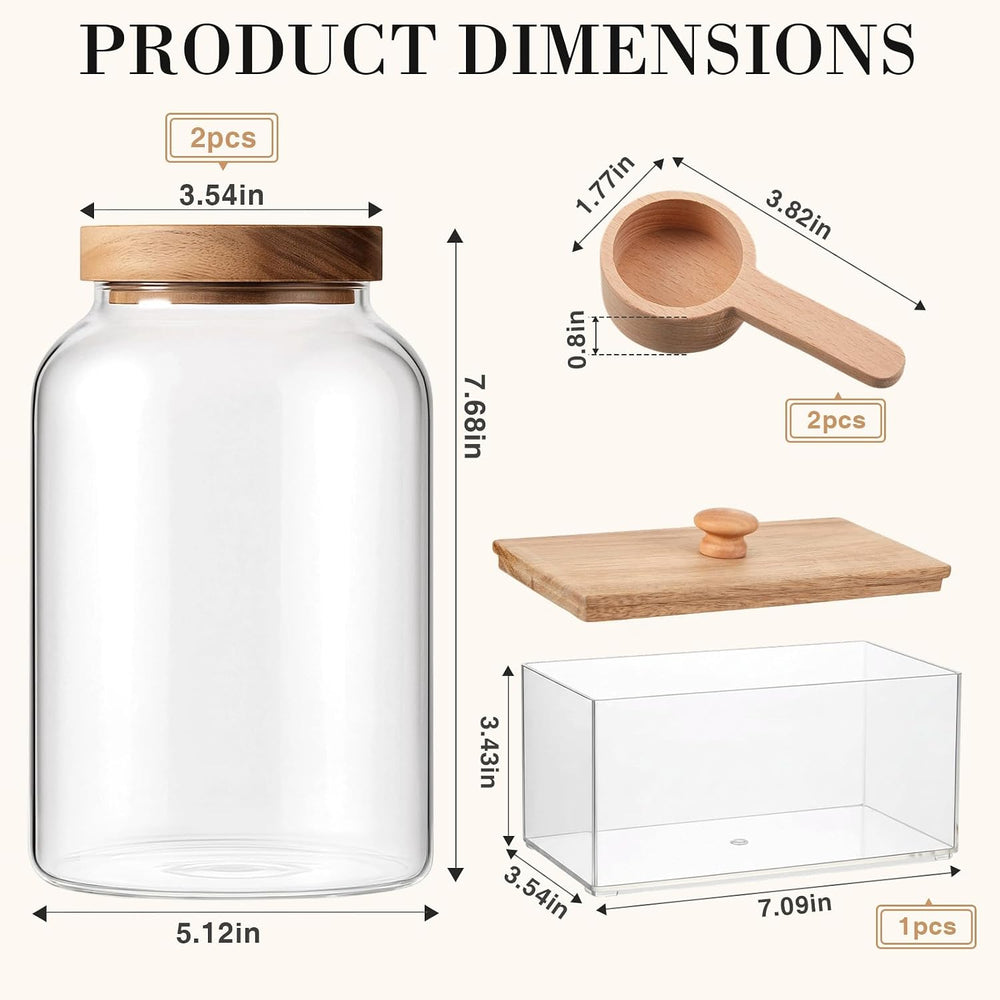 2 Pcs Half Gallon Glass Laundry Storage Containers Jars Set 1 Pcs Acrylic Dry...