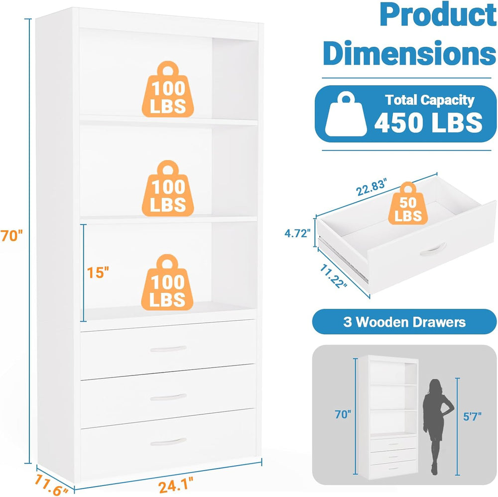 24"W Modular Closet Organizer System with 3 Drawers & Shelves
