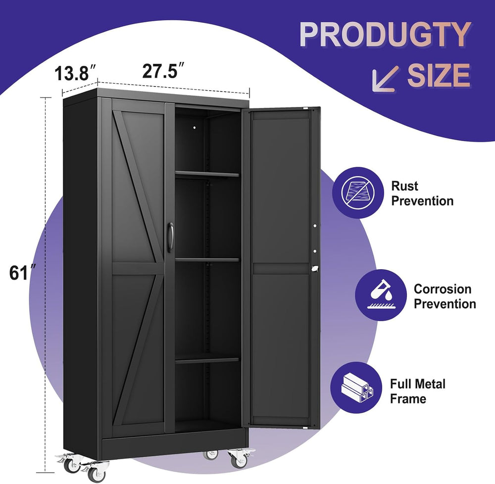 61" Tall Metal Storage Cabinet