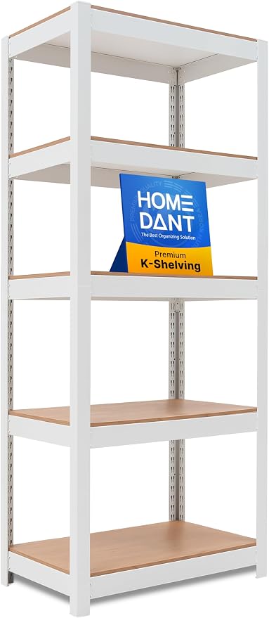 HOMEDANT House 5 Tier 24.1" W Laminated Metal Shelving Unit Adjustable S...