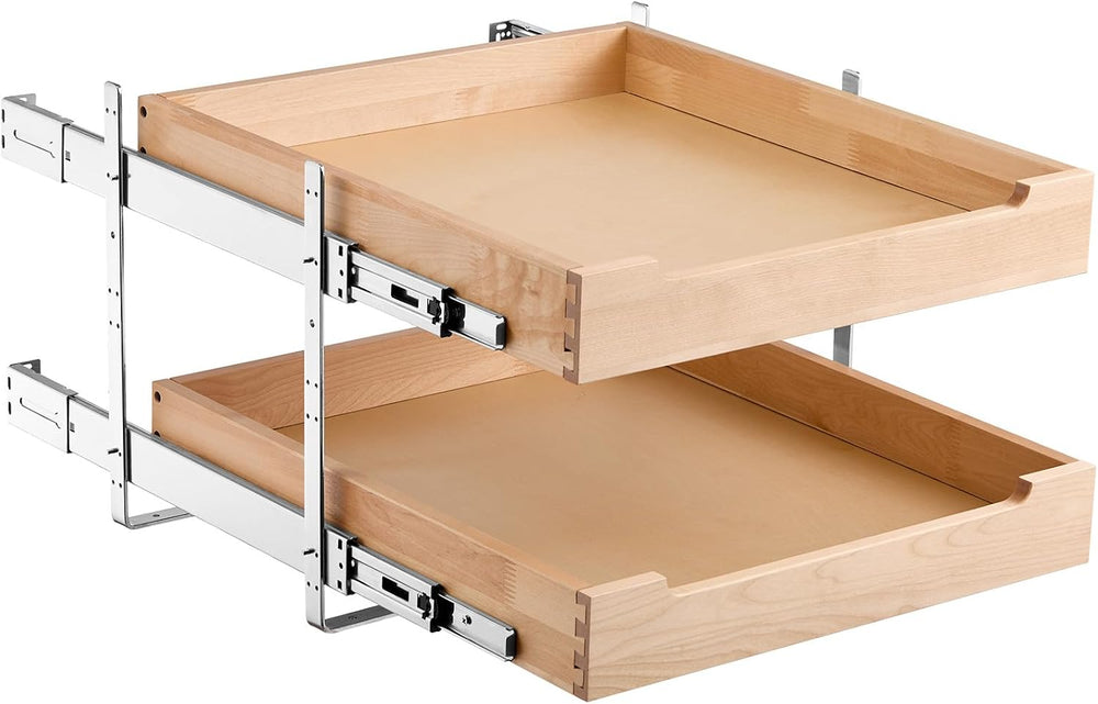VEVOR 2 Tier Pull Out Cabinet Organizer, 20" W x 21" D Cabinet Draw...