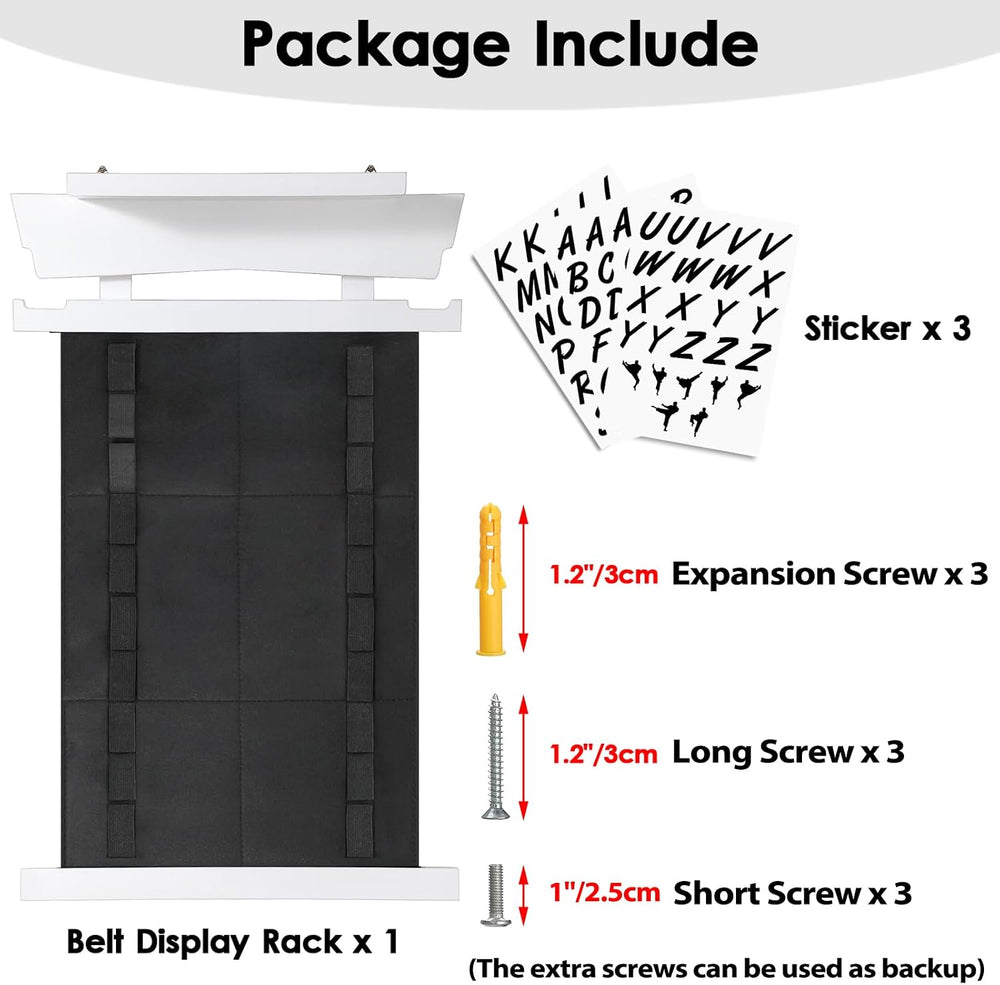 10 Belts Karate Belt Display Rack with Personalized Stickers