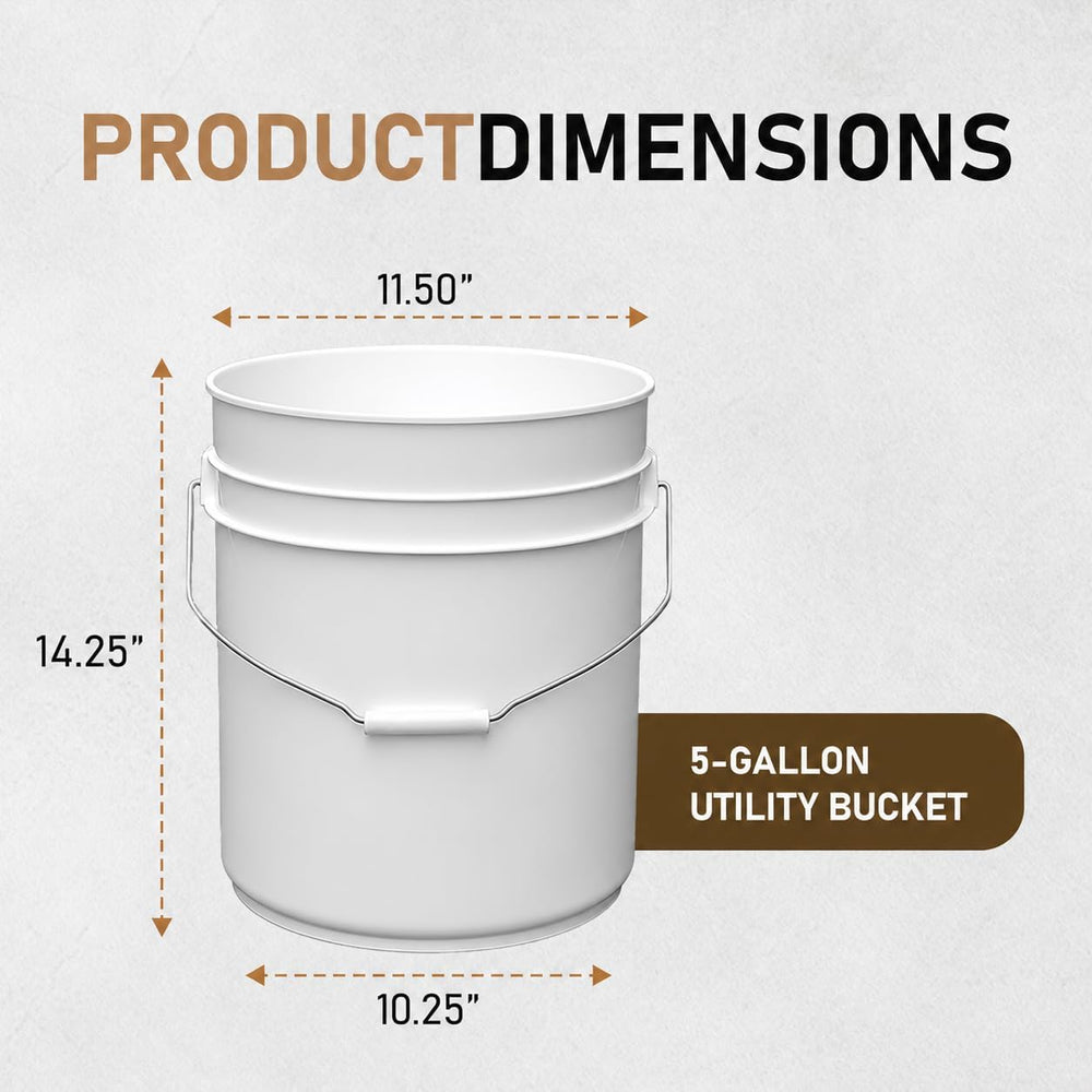 ATERET 5 Gallon White Bucket & Lid - Durable 90 Mil All Purpose Pail - Fo...