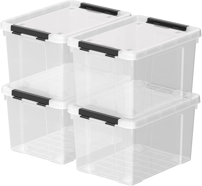 Zopnny 52 Quart Stackable Plastic Storage Bins (4 Pack)