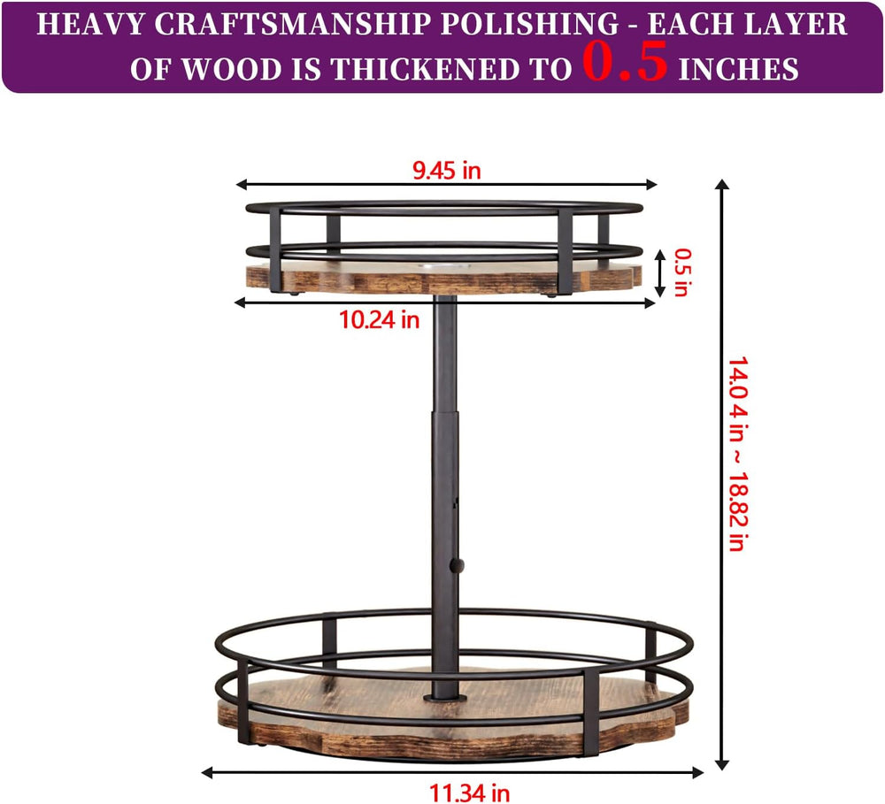 Heavy-Duty 2-Tier Lazy Susan Organizer, Adjustable to Different Heights, Coun...