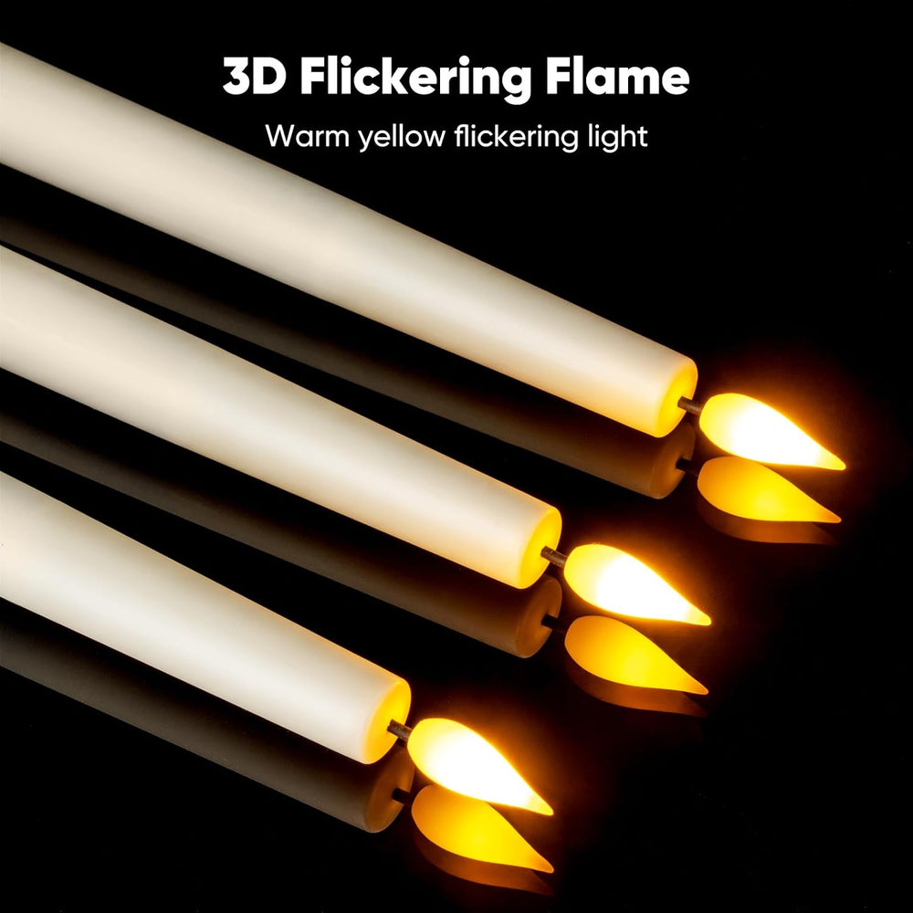 12 Pcs Flameless Taper Candles with Remote, Timer, Plastic Battery Operated W...