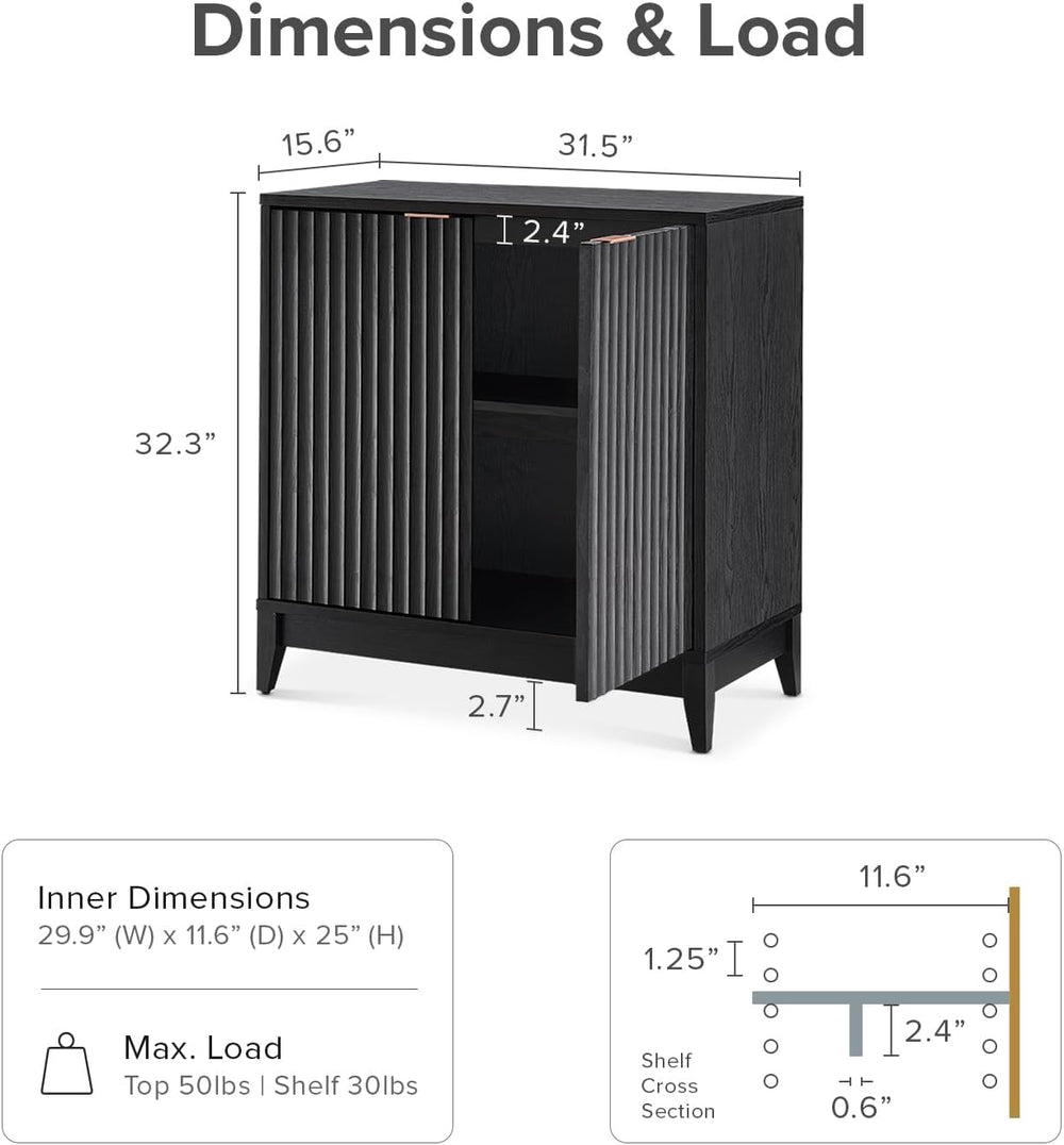 mopio Brooklyn Fluted Storage Cabinet, Modular Accent Buffet Sideboard with A...