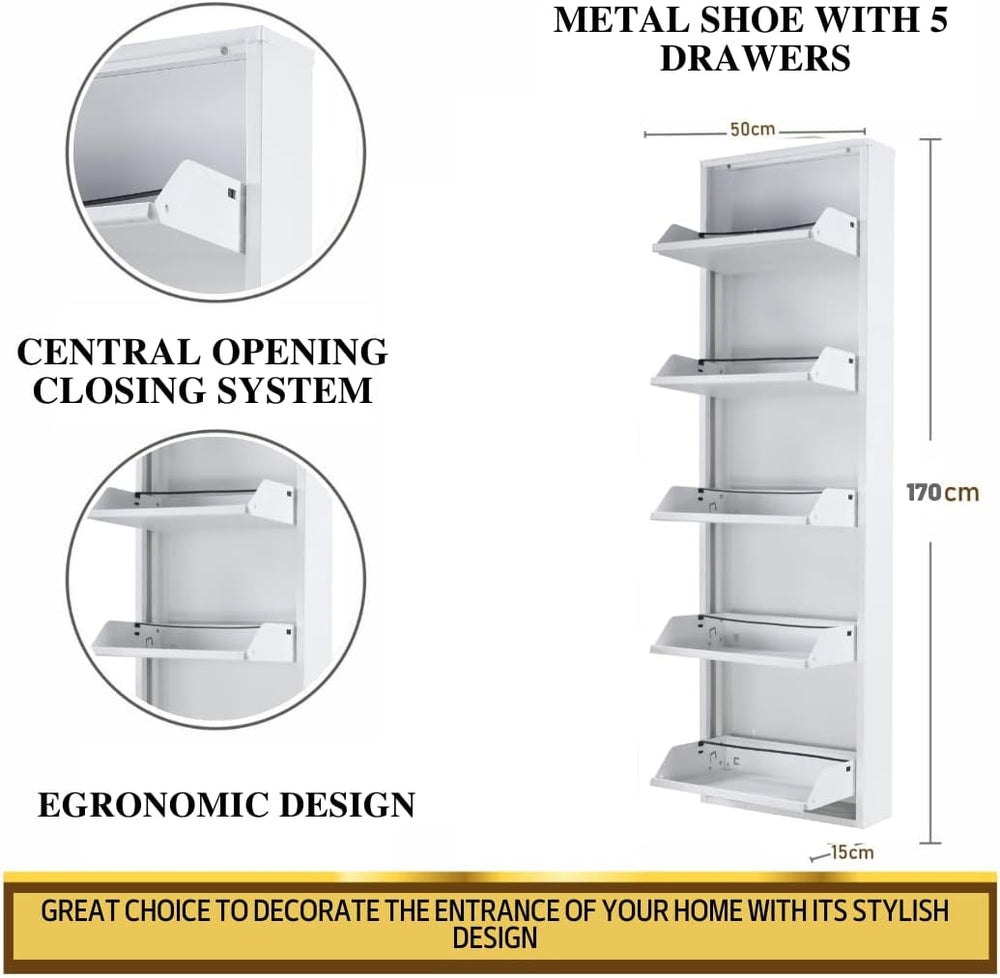 Flip Drawer Shoe Cabinet, Storage Organizer, Freestanding Shoe Rack, Wall Mou...
