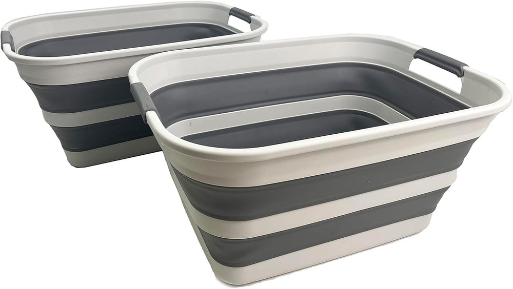 SMMART Collapsible Plastic Laundry Basket with Handle/Foldable Pop Up Storage...