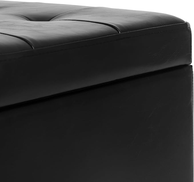 Adeco Faux Leather Storage Ottoman Bench