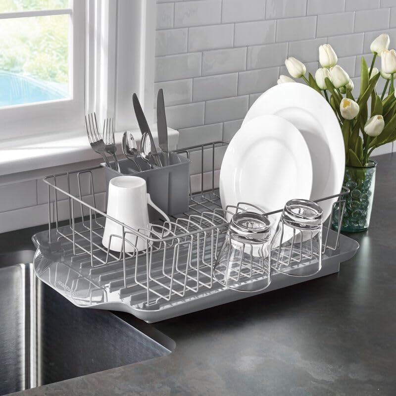 Farberware 3-Piece Dish Drying Rack Set Rust-Resistant Gray