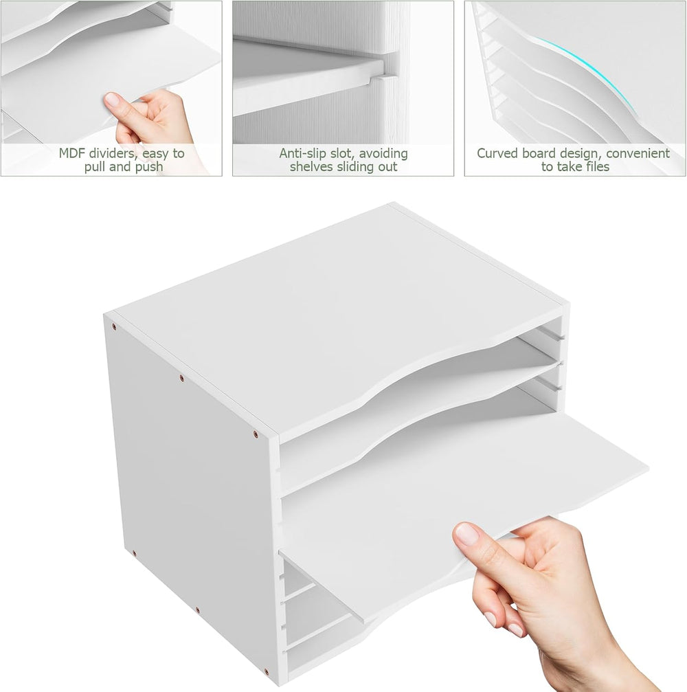 Bamboo 5 Tier Desktop Organizer, Paper Organizer Mail Sorter, File Holder Let...