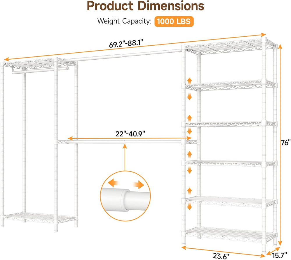 ONBRILL E3 Expandable Freestanding Closet Organizer System, Portable Closet