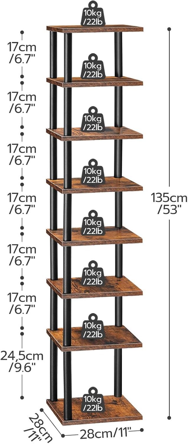 HOOBRO Vertical Shoe Rack, 8-Tier Narrow Shoe Shelf, Shoe Storage Organizer f...